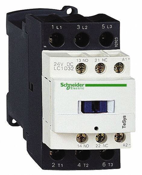 Schneider Electric - 3 Pole, 24 Coil VDC, 32 Amp at 440 VAC and 50 Amp at 440 VAC, Nonreversible IEC Contactor - 1 Phase hp: 2 at 115 VAC, 5 at 230/240 VAC, 3 Phase hp: 10 at 230/240 VAC, 20 at 460/480 VAC, 30 at 575/600 VAC, 7.5 at 200/208 VAC - Industrial Tool & Supply