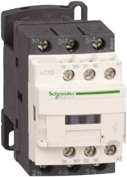 Schneider Electric - 3 Pole, 125 Coil VDC, 12 Amp at 440 VAC and 25 Amp at 440 VAC, Nonreversible IEC Contactor - 1 Phase hp: 1 at 115 VAC, 2 at 230/240 VAC, 3 Phase hp: 10 at 575/600 VAC, 3 at 200/208 VAC, 3 at 230/240 VAC, 7.5 at 460/480 VAC - Industrial Tool & Supply