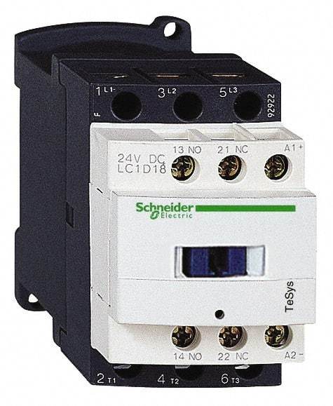 Schneider Electric - 3 Pole, 230 Coil VAC at 50/60 Hz, 18 Amp at 440 VAC and 32 Amp at 440 VAC, Nonreversible IEC Contactor - 1 Phase hp: 1 at 115 VAC, 3 at 230/240 VAC, 3 Phase hp: 10 at 460/480 VAC, 15 at 575/600 VAC, 5 at 200/208 VAC, 5 at 230/240 VAC - Industrial Tool & Supply