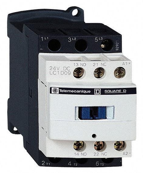 Schneider Electric - 3 Pole, 600 Coil VAC at 50/60 Hz, 25 Amp at 440 VAC and 9 Amp at 440 VAC, Nonreversible IEC Contactor - 1 Phase hp: 0.5 at 115 VAC, 1 at 230/240 VAC, 3 Phase hp: 2 at 200/208 VAC, 2 at 230/240 VAC, 5 at 460/480 VAC, 7.5 at 575/600 VAC - Industrial Tool & Supply