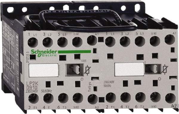 Schneider Electric - 3 Pole, 24 Coil VDC, 6 Amp at 440 VAC, Reversible IEC Contactor - BS 5424, CSA, IEC 60947, NF C 63-110, RoHS Compliant, UL Listed, VDE 0660 - Industrial Tool & Supply