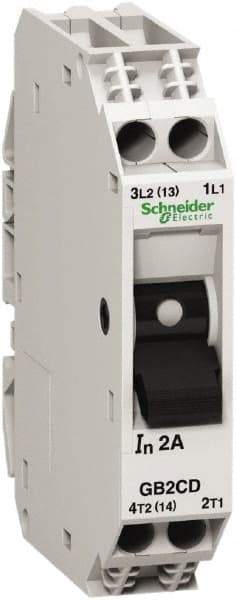 Schneider Electric - 1 Amp, 1 Pole, Backplate, Clip, DIN Rail Mount Circuit Protector - Thermal Magnetic Trip, Multiple Breaking Capacity Ratings, 67mm Deep x 74mm High x 15mm Wide - Industrial Tool & Supply