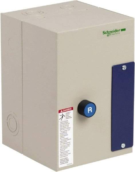 Schneider Electric - 3 Pole, 12 Amp, 120 Coil VAC, Nonreversible Enclosed IEC Motor Starter - 1 Phase Hp: 0.5 at 120 VAC, 2 at 240 VAC, 3 Phase Hp: 10 at 575 VAC, 3 at 208 VAC, 3 at 230 VAC, 7.5 at 460 VAC - Industrial Tool & Supply