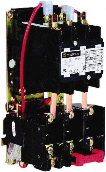Square D - 3 Pole, 40 Amp Inductive Load, 208 to 240 Coil VAC at 60 Hz and 220 Coil VAC at 50 Hz, Definite Purpose Contactor - Phase 1 and Phase 3 Hp:  10 at 230 VAC, 20 at 460 VAC, 25 at 575 VAC, 3 at 115 VAC, 7.5 at 230 VAC, Open Enclosure - Industrial Tool & Supply