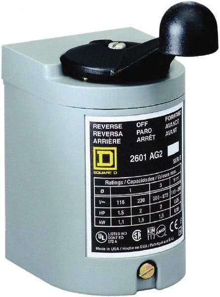 Square D - 250 VDC, 600 VAC Input Volt, Reversing, Drum Switch - CSA, RoHS Compliant, UL Listed - Industrial Tool & Supply