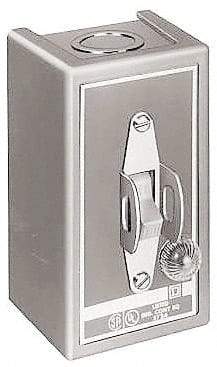 Square D - 2 Poles, 30 Amp, NEMA, Enclosed Toggle Manual Motor Starter - 1 hp at 90 VDC, 1-1/2 hp at 230 VDC, 2 hp at 115 VAC, 2 hp at 115 VDC, 2 hp at 230 VAC, 3 hp at 460 VAC & 3 hp at 575 VAC, CE, CSA, NEMA 1 & UL Listed - Industrial Tool & Supply