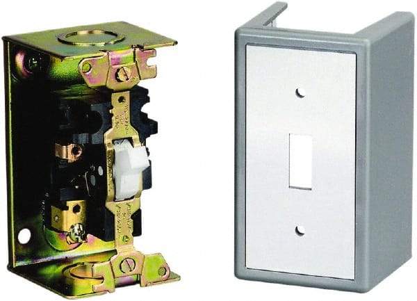 Square D - 2 Poles, 16 Amp, NEMA, Enclosed Toggle Manual Motor Starter - 1 hp at 115 VAC, 1 hp at 230 VAC, 1 hp at 277 VAC, 3/4 hp at 115 VDC & 3/4 hp at 230 VDC, CE, CSA, NEMA 1 & UL Listed - Industrial Tool & Supply