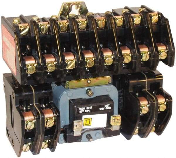 Square D - No Enclosure, 12 Pole, Electrically Held Lighting Contactor - 20 A (Tungsten), 30 A (Fluorescent), 110 VAC at 50 Hz, 120 VAC at 60 Hz, 12NO Contact Configuration - Industrial Tool & Supply
