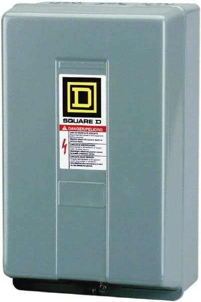 Square D - 1 NEMA Rated, 3 Pole, Mechanically Held Lighting Contactor - 20 A (Tungsten), 30 A (Fluorescent), 220 VAC at 50 Hz, 240 VAC at 60 Hz, 3NO Contact Configuration - Industrial Tool & Supply