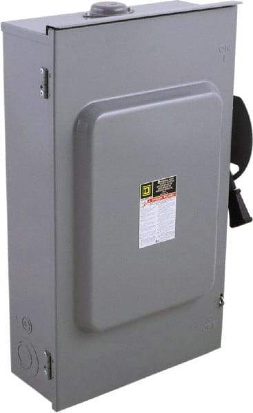 Square D - 200 Amp, 240 V, 3 Pole Nonfused Safety Switch - NEMA 3R, 15 hp at 240 VAC (Single Phase), 60 hp at 240 VAC (Triple Phase), 3PST Contact Form - Industrial Tool & Supply