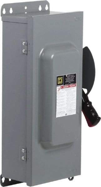 Square D - 100 Amp, 600 VAC/VDC, 3 Pole Nonfused Safety Switch - NEMA 12 & 3R, 40 hp at 600 VAC, 50 hp at 600 VDC (Single Phase), 100 hp at 600 VAC, 50 hp at 600 VDC (Triple Phase) - Industrial Tool & Supply
