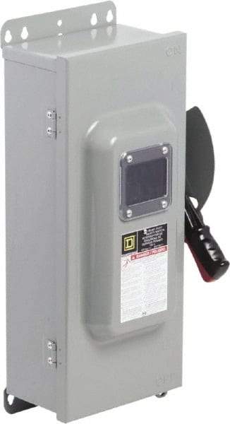 Square D - 100 Amp, 600 VAC/VDC, 3 Pole Nonfused Safety Switch - NEMA 12 & 3R, 40 hp at 600 VAC, 50 hp at 600 VDC (Single Phase), 100 hp at 600 VAC, 50 hp at 600 VDC (Triple Phase) - Industrial Tool & Supply