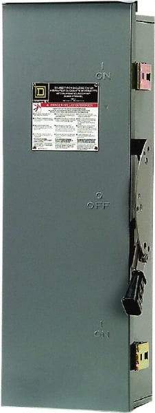 Square D - 100 Amp, 240 VAC, 250 VDC, 2 Pole Nonfused Safety Switch - NEMA 3R, 15 hp at 240 VAC, 20 hp at 250 VDC (Single Phase), DPDT Contact Form - Industrial Tool & Supply