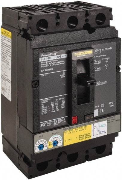 Square D - 100 Amp, 600 V, 3 Pole, Panel Mount Circuit Breaker - Electronic Trip, Multiple Breaking Capacity Ratings - Industrial Tool & Supply