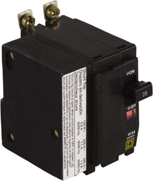 Square D - 20 Amp, 240 VAC, 2 Pole, Bolt On Miniature Circuit Breaker - 14-8 AWG - Industrial Tool & Supply