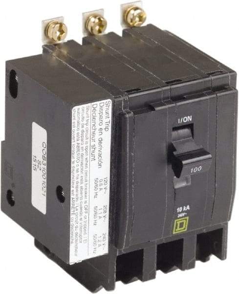 Square D - 100 Amp, 240 VAC, 3 Pole, Bolt On Miniature Circuit Breaker - 4-2/0 AWG - Industrial Tool & Supply