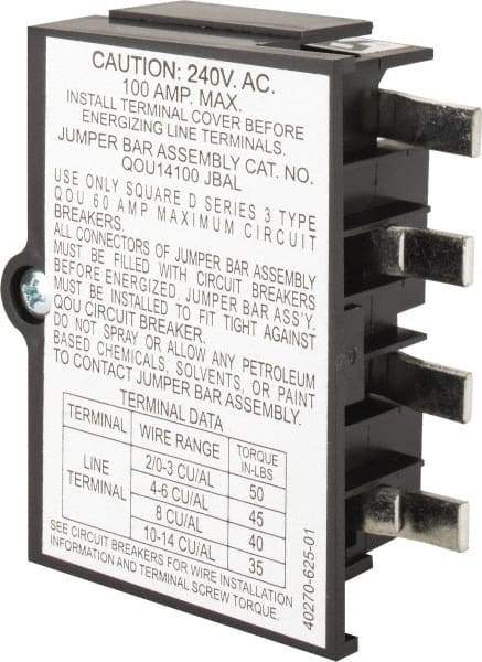 Square D - 100 Amp Circuit Breaker Jumper Bar Assembly - Use with QOU Circuit Breaker - Industrial Tool & Supply
