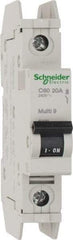 Schneider Electric - 20 Amp, 125 VDC, 240 VAC, 60 VDC, 1 Pole, DIN Rail Mount, Fixed Mount Miniature Circuit Breaker - Thermal Magnetic Trip, Multiple Breaking Capacity Ratings, 73mm Deep x 107mm High x 18mm Wide - Industrial Tool & Supply