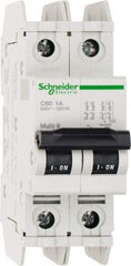 Schneider Electric - 1 Amp, 125 VDC, 240 VAC, 60 VDC, 1 Pole, DIN Rail Mount, Fixed Mount Miniature Circuit Breaker - Thermal Magnetic Trip, Multiple Breaking Capacity Ratings, 73mm Deep x 107mm High x 36mm Wide - Industrial Tool & Supply