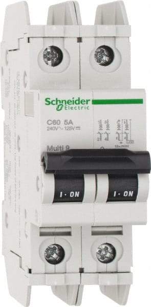 Schneider Electric - 5 Amp, 125 VDC, 240 VAC, 60 VDC, 1 Pole, DIN Rail Mount, Fixed Mount Miniature Circuit Breaker - Thermal Magnetic Trip, Multiple Breaking Capacity Ratings, 73mm Deep x 107mm High x 36mm Wide - Industrial Tool & Supply