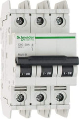 Schneider Electric - 20 Amp, 125 VDC, 240 VAC, 60 VDC, 3 Pole, DIN Rail Mount, Fixed Mount Miniature Circuit Breaker - Thermal Magnetic Trip, Multiple Breaking Capacity Ratings, 73mm Deep x 107mm High x 54mm Wide - Industrial Tool & Supply