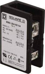 Square D - 1 Pole, 175 (Copper) Amp, Phenolic Power Distribution Block - 600 VAC, 1 Primary Connection - Industrial Tool & Supply