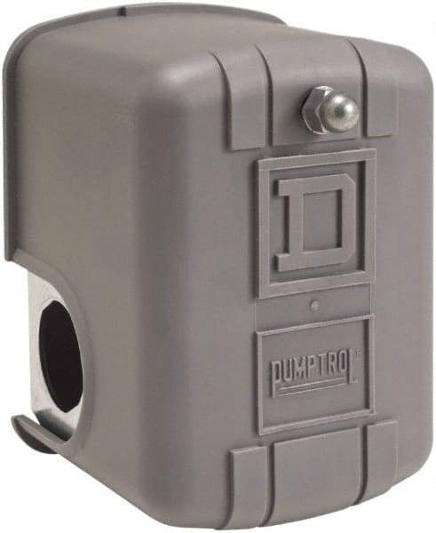 Square D - 1 NEMA Rated, DPST, 150 psi, Air Compressor, Electromechanical Pressure and Level Switch - Adjustable Pressure, 115 VAC, 1/4 Inch Connector, Screw Terminal, For Use with Power Circuits - Industrial Tool & Supply