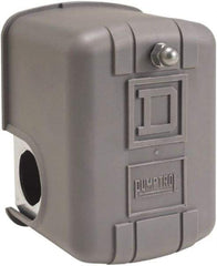 Square D - 1 NEMA Rated, DPST, 150 psi, Air Compressor, Electromechanical Pressure and Level Switch - Adjustable Pressure, 115 VAC, 1/4 Inch Connector, Screw Terminal, For Use with Power Circuits - Industrial Tool & Supply