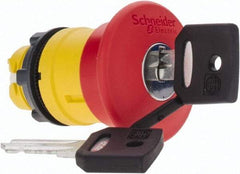Schneider Electric - 22mm Mount Hole, Extended Mushroom Head, Pushbutton Switch Only - Round, Red Pushbutton, Maintained (MA), Momentary (MO) - Industrial Tool & Supply