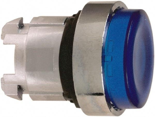 Schneider Electric - 22mm Mount Hole, Extended Straight, Pushbutton Switch Only - Round, Blue Pushbutton, Illuminated, Maintained (MA) - Industrial Tool & Supply