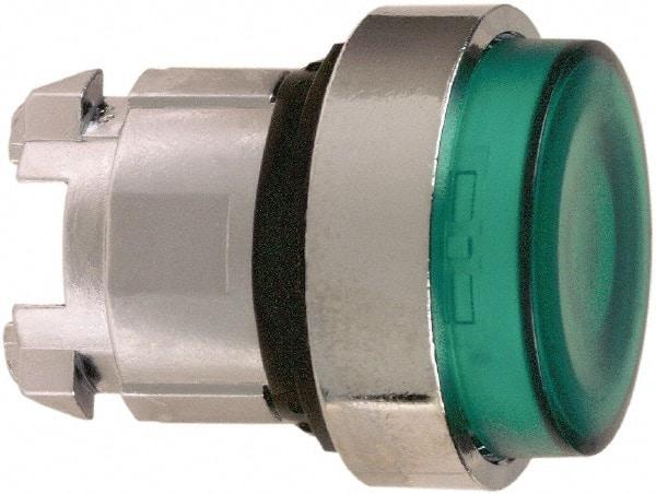 Schneider Electric - 22mm Mount Hole, Extended Straight, Pushbutton Switch Only - Round, Green Pushbutton, Nonilluminated, Momentary (MO) - Industrial Tool & Supply