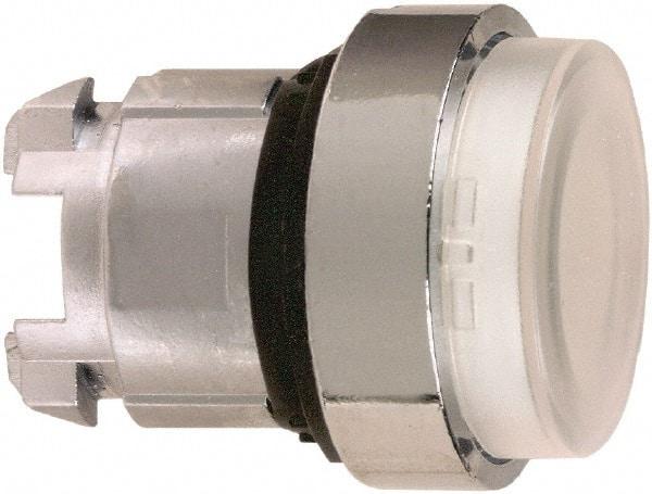 Schneider Electric - 22mm Mount Hole, Extended Straight, Pushbutton Switch Only - Round, White Pushbutton, Illuminated, Maintained (MA) - Industrial Tool & Supply