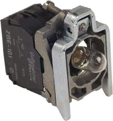 Schneider Electric - Pushbutton Switch Mounting Collar with Contact Block & Light Module - BA 9s Lamp - Industrial Tool & Supply