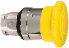 Schneider Electric - 22mm Mount Hole, Extended Mushroom Head, Pushbutton Switch Only - Round, Yellow Pushbutton, Nonilluminated, Maintained (MA) - Industrial Tool & Supply