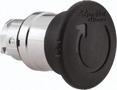 Schneider Electric - 22mm Mount Hole, Extended Mushroom Head, Pushbutton Switch Only - Round, Black Pushbutton, Nonilluminated, Maintained (MA) - Industrial Tool & Supply