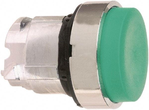 Schneider Electric - 22mm Mount Hole, Extended Straight, Pushbutton Switch Only - Round, Green Pushbutton, Maintained (MA) - Industrial Tool & Supply