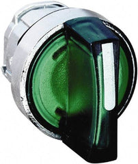 Schneider Electric - 22mm Mount Hole, 3 Position, Handle Operated, Selector Switch - Green, Momentary (MO), Illuminated, Shock, Vibration and Water Resistant - Industrial Tool & Supply