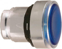 Schneider Electric - 22mm Mount Hole, Flush, Pushbutton Switch Only - Round, Blue Pushbutton, Illuminated, Maintained (MA) - Industrial Tool & Supply
