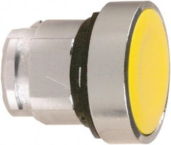 Schneider Electric - 22mm Mount Hole, Flush, Pushbutton Switch Only - Round, Yellow Pushbutton, Maintained (MA) - Industrial Tool & Supply