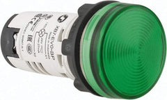 Schneider Electric - 24 V Green Lens LED Pilot Light - Round Lens, Screw Clamp Connector, 29mm Wide - Industrial Tool & Supply