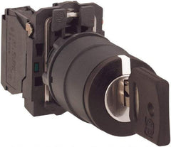 Schneider Electric - 22mm Mount Hole, 3 Position, Key Operated, Selector Switch with Contact Blocks - Maintained (MA), 2NO, Shock, Vibration and Water Resistant - Industrial Tool & Supply