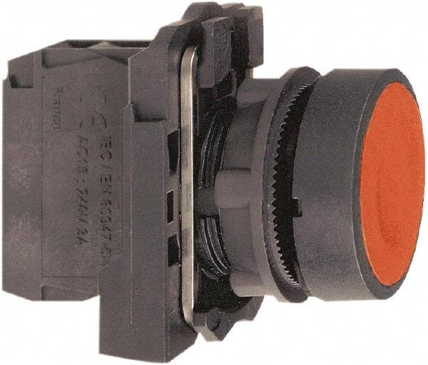 Schneider Electric - 22mm Mount Hole, Flush, Pushbutton Switch with Contact Block - Round, Red Pushbutton, Momentary (MO) - Industrial Tool & Supply