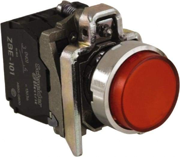 Schneider Electric - 0.87 Inch Mount Hole, Extended Straight, Pushbutton Switch - Round, Red Pushbutton, Illuminated, Momentary (MO), Anticorrosive, Dust Resistant and Vaportight - Industrial Tool & Supply