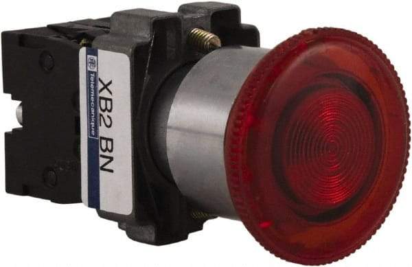 Schneider Electric - 22mm Mount Hole, Extended Mushroom Head, Pushbutton Switch Only - Round, Red Pushbutton, Maintained (MA), Momentary (MO), On-Off-On - Industrial Tool & Supply