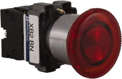 Schneider Electric - 22mm Mount Hole, Extended Mushroom Head, Pushbutton Switch Only - Round, Red Pushbutton, Maintained (MA), Momentary (MO), On-Off-On - Industrial Tool & Supply