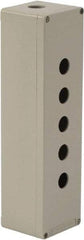 Schneider Electric - 5 Hole, 1.58 Inch Hole Diameter, Aluminum Pushbutton Switch Enclosure - 12.2 Inch High x 3.35 Inch Wide x 3.03 Inch Deep, 4, 13 NEMA Rated - Industrial Tool & Supply
