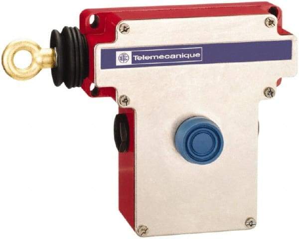 Telemecanique Sensors - 10 Amp, NO/NC Configuration, Left Hand Operation, Rope Operated Limit Switch - Pushbutton Reset, Rope Pull, No Pilot Light, 300 VAC - Industrial Tool & Supply