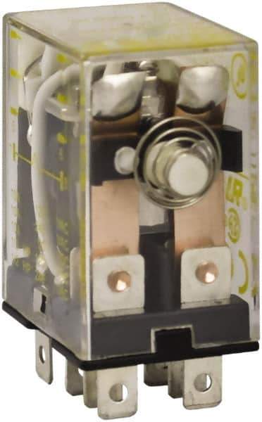 Square D - 1/2 hp at 240 Volt & 1/3 hp at 120 Volt, Electromechanical Plug-in General Purpose Relay - 10 Amp at 240 VAC, DPDT, 24 VAC at 50/60 Hz - Industrial Tool & Supply