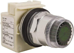 Schneider Electric - 30mm Mount Hole, Extended Straight, Pushbutton Switch Only - Round, Green Pushbutton, Momentary (MO), Weatherproof, Dust and Oil Resistant - Industrial Tool & Supply