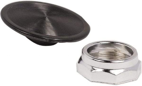 Schneider Electric - Extended Mushroom Head Pushbutton Switch 2-1/4" Snap-In Knob - Black, Round Button, Nonilluminated - Industrial Tool & Supply